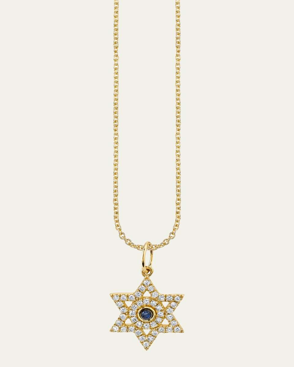 Diamond and Sapphire Star of David Necklace